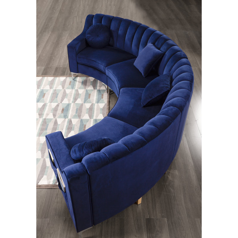 Legend Furniture 142" Wide Upholstered Tufted Velvet Symmetrical